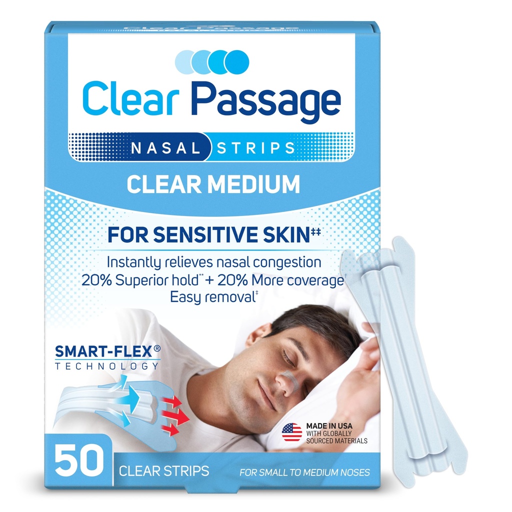 Nasal Strips Medium, Clear, 50 ct | Anında Uykuyu Geliştirmek, Snoring'i Azaltmak ve Relieve Nasal Congestion Soğuklar ve Tüm Enerjiler nedeniyle