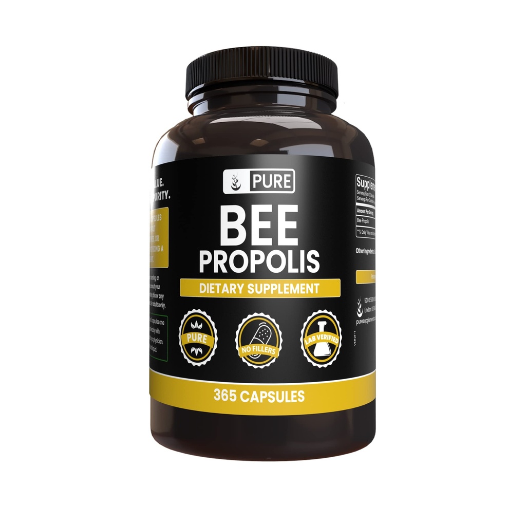 PURE ORIGINAL INGREDIENTS Arı Propolis (365 Capsules) Magnezyum veya Rice Fillers, Her Zaman Saf, Lab TY