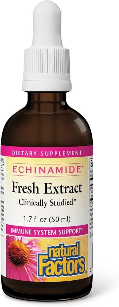 Doğal Faktörler - Echinamid Echinacea Fresh Herb Extract, Immune System Support, 30 Hizmet (1.7 oz)