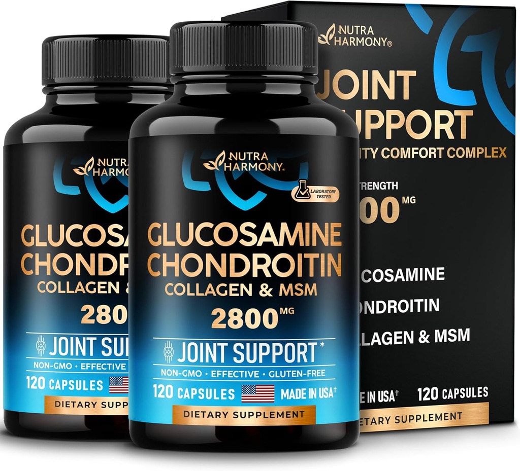 Glucosamin Chondroitin MSM Collagen | Ortak Destek Supplement 2800 mg | ABD'de Yapılacak | Flexability Beslenme Vitaminleri | Erkekler ve Kadınlar için, 2 Paket
