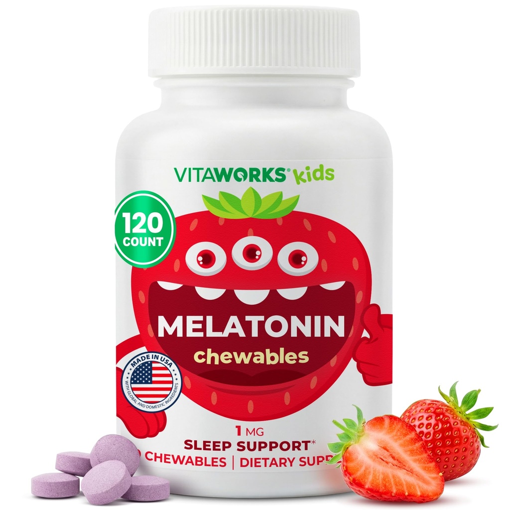 Çocuklar L theanine, Chamomile ve Lemon Balm Extract Chewable Tabletler - Doğal Berry Flavor - Yardım için Falling ve Asleep - Çocuklar için - 120 Chewables