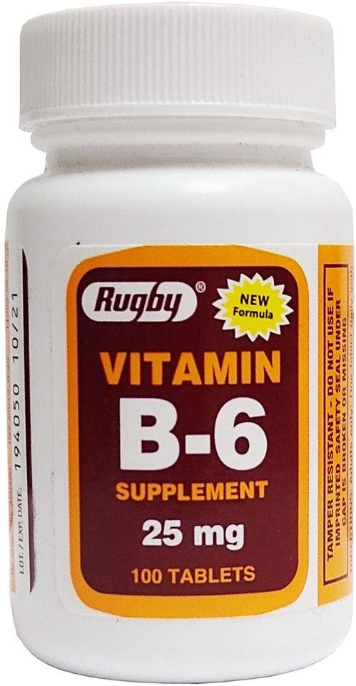 Vitamin B-6 25 mg, 100 Tablets, Watson Rugby - Buy Packs and Save (Pack of 2)