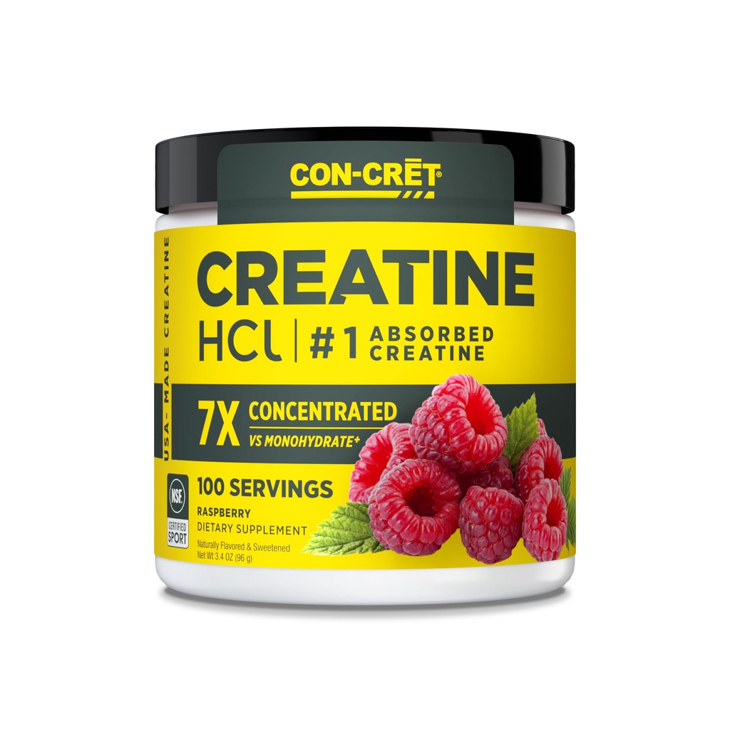 CON-CRET Tinatine HCl Toz | Kas, Bilişsel, Hücre Enerji Desteği | Bloating or Cramps | USA Made & NSF Sertifikalı | Raspberry (100 Hizmet)