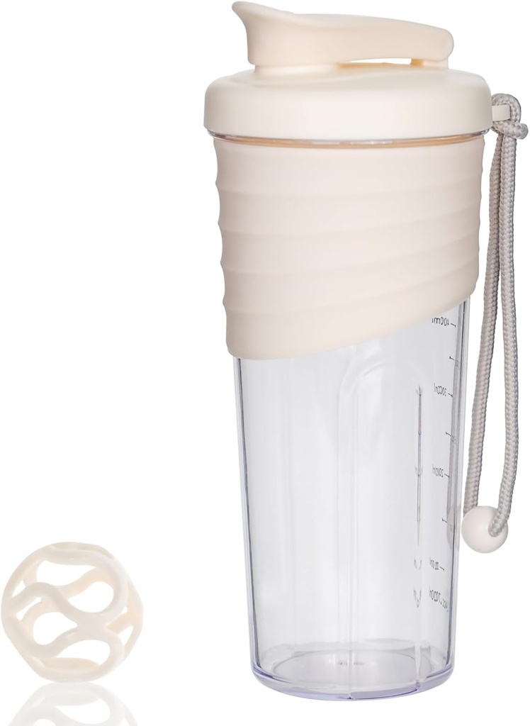 Protein Mixes için şişe, 24 oz, protein Shaker with Whisk Ball, Mixer Şişe, Portatif Pre Workout Whey Drink Shaker Cup, Beige