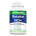 Enzyme Science Betaine HCl ile Pepsin - Low Stomach asit için Tamam - Betaine Supplement Tamam - Digestive Enzymes - Enzimas Digestivas - 120 Capsules