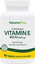 NaturesPlus Vitamin E, Natural Carob Flavor - 90 Chewable Tabletler, 2 Paket - Free-Radical Defense & General Well-Being - Vegetarian, Gluten Free - 180 Toplam Hizmetler