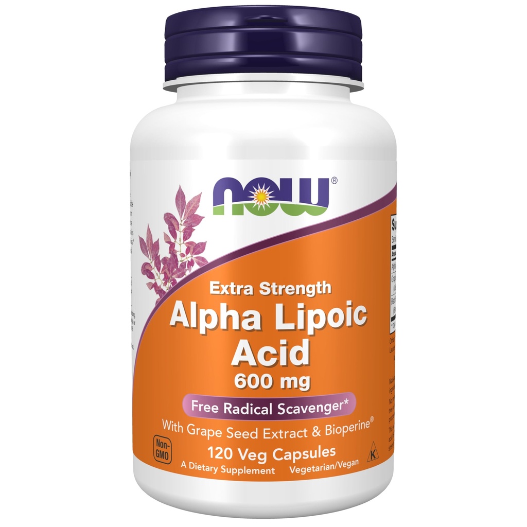 Şimdi Gıdalar Tamamlıyor, Alpha Lipoic Acid 600 mg with Grape Seed Extract & Bioperine®, Ekstra Kuvvet, 120 Veg Capsules