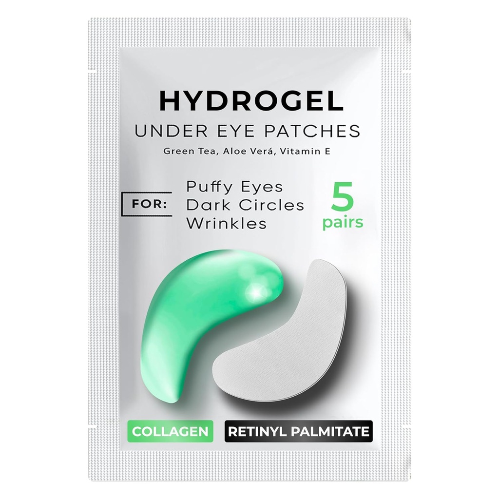 Dark Circles için Eye Patches, Puffiness 5 PAIRS - Dark Circles Under Eye Treatment - Under Eye Maske Gel - Under Eye Gel Patches for Puffy Eyes - Green Tea, Collagen Eye Patches - Under Eye Pads