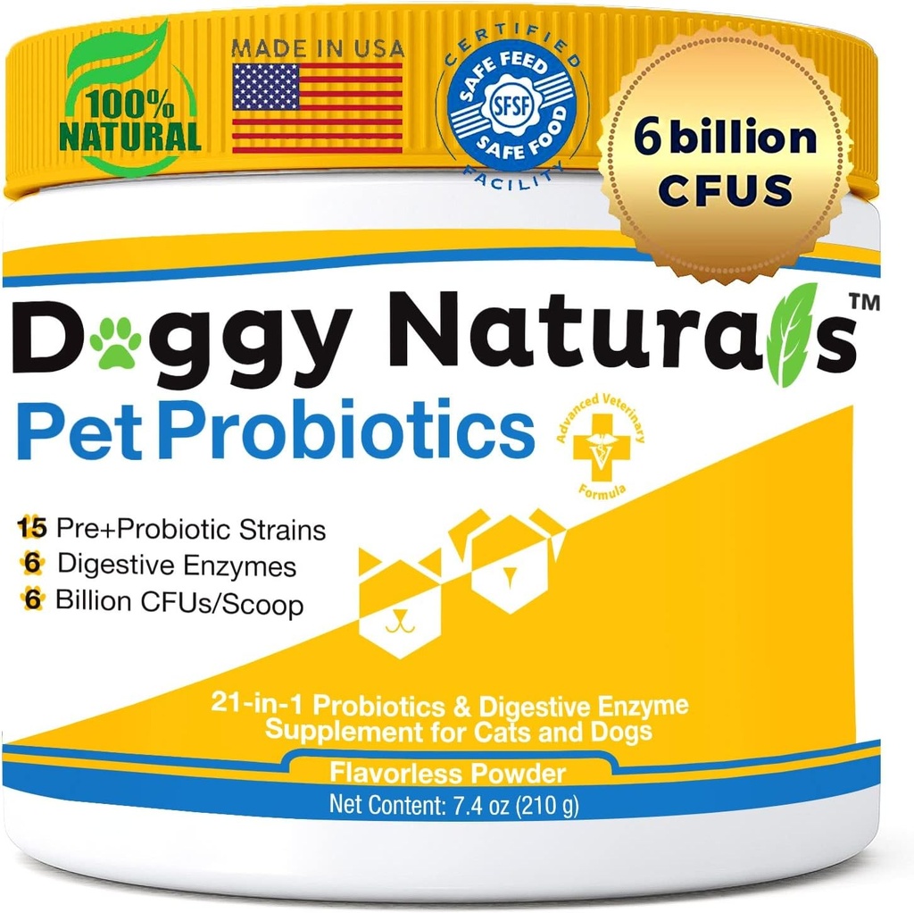 Köpekler ve Kediler için Probiyotikler - Max-Strength ile 15 Strains Pre &Probiyotiks Digestive Health, Artper Gut Flora (Made in USA) 7.4 Oz (6 Milyar CFU Per Scoop)