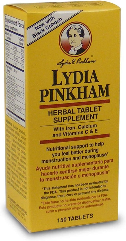 Lydia Pinkham Herbal Supplement Tabletleri Menstruation and Menopause Support, 150 Count