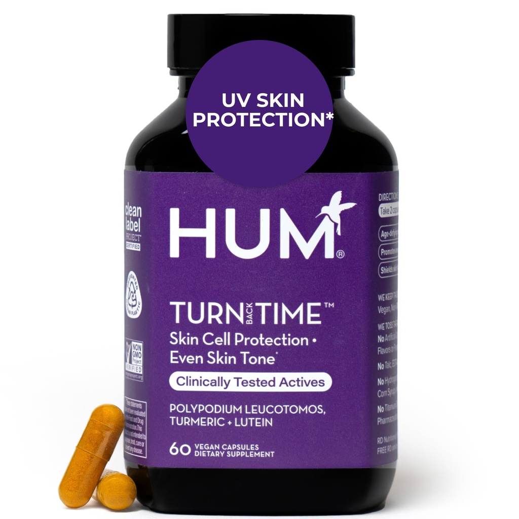 HUM Geri Zaman Turmeric Supplement for Youthful Search Skin Support with Green Tea Extract, Lutein & Polyols, Skin Care Aging & Collagen Support Capsules For Even Tone, 60 Vegan Capsules