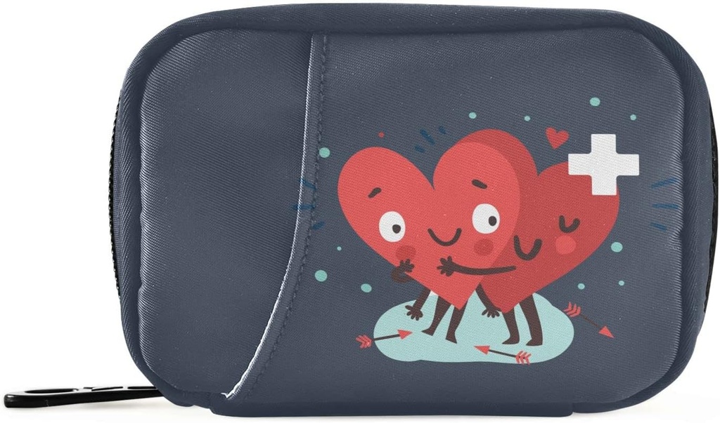 Naanle Pill Organizer Heart with Cross Pill Box 7 Day Pill Case Bag Travel Pill Organizer Bag with Zipper Portable Weekly Case Compact Size for Vitamin Supplement Holder