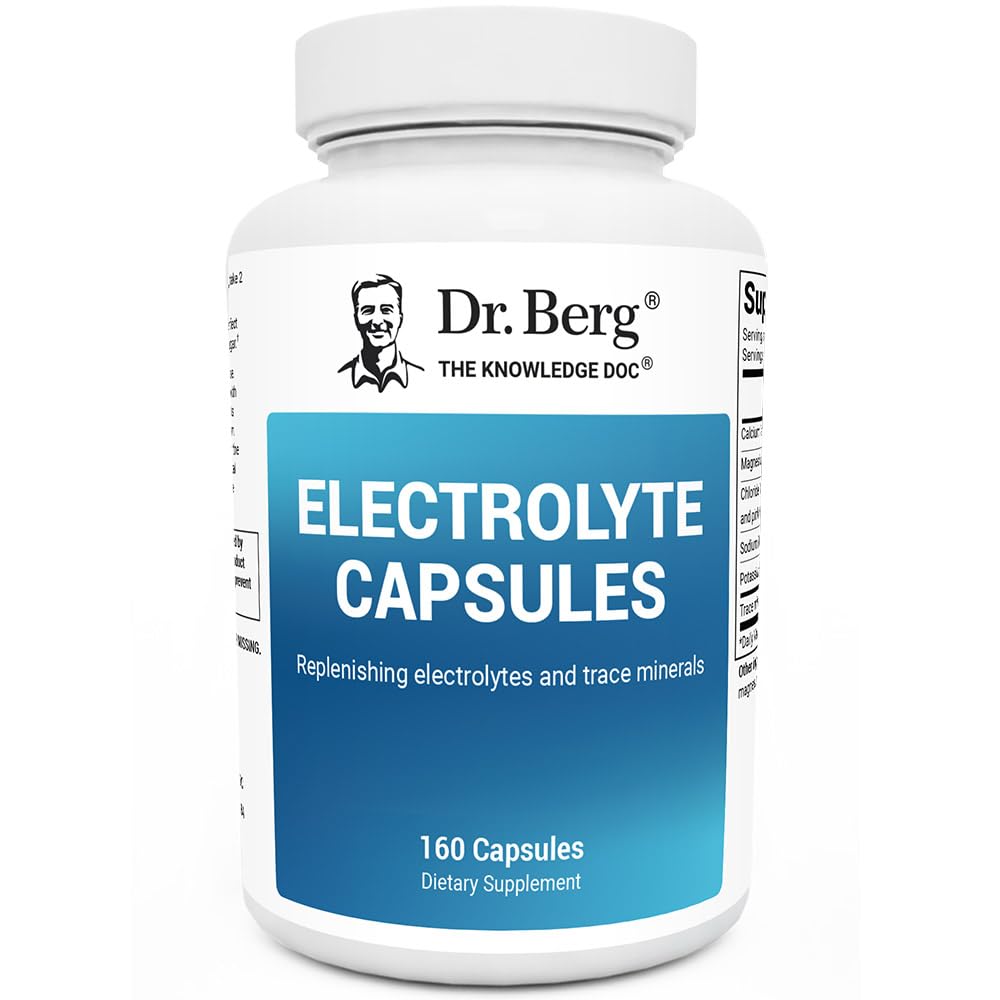 Dr. Berg Electrolyte Capsules - Elektrolyte Supplements for Supporting Energy, Endurance, and Hydration - Sugar Free, No Maltodextrin, Keto Friendly - 160 Caps