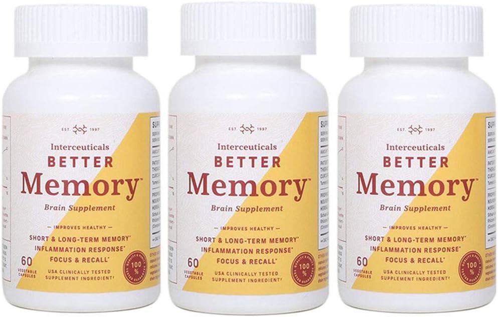 Better Memory - Theracurmin Curcumin 90 mg - Klinik olarak Proven Dose, Focus, Recall, Memory, and Mood* - High Abxia Turmeric Extract* (3 Şişeler)