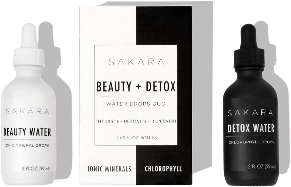 Sakara Beauty Water + Detox Water Drops, 60 Hizmetler - Trace Mineral Drops & Chlorophyll Liquid Drops, Liquid Magnezyum, Chloride, sodyum, Pyum, Boron Supplements, Liquid Klorophyll Drops