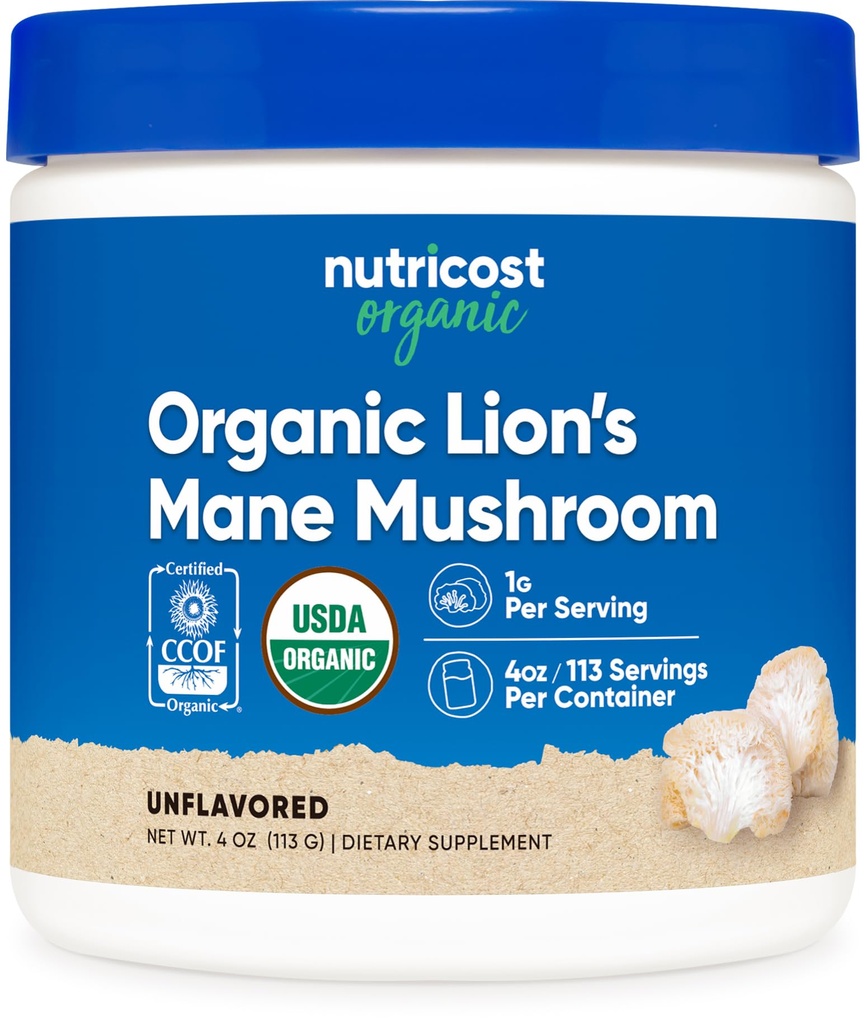 Nutricost Organic Lion's Mane Mushroom Toz 4oz - sertifikalı USDA Organic Lion's Mane Mushroom Toz 4oz -