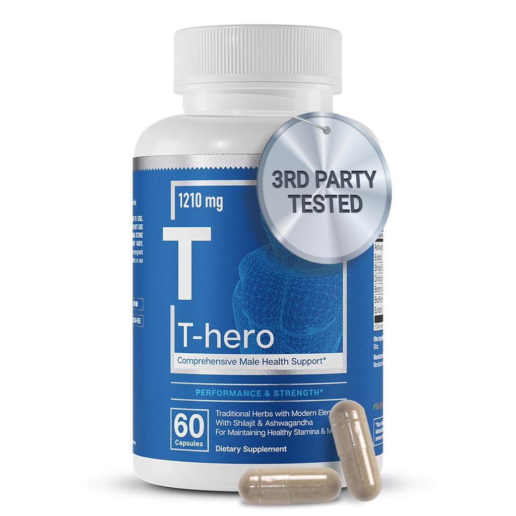 Temel Elements T-Hero - Erkekler için Günlük testosteron Desteği - Ashwagandha, Shilajit, Boron, DIM - 60 - 30 Hizmet