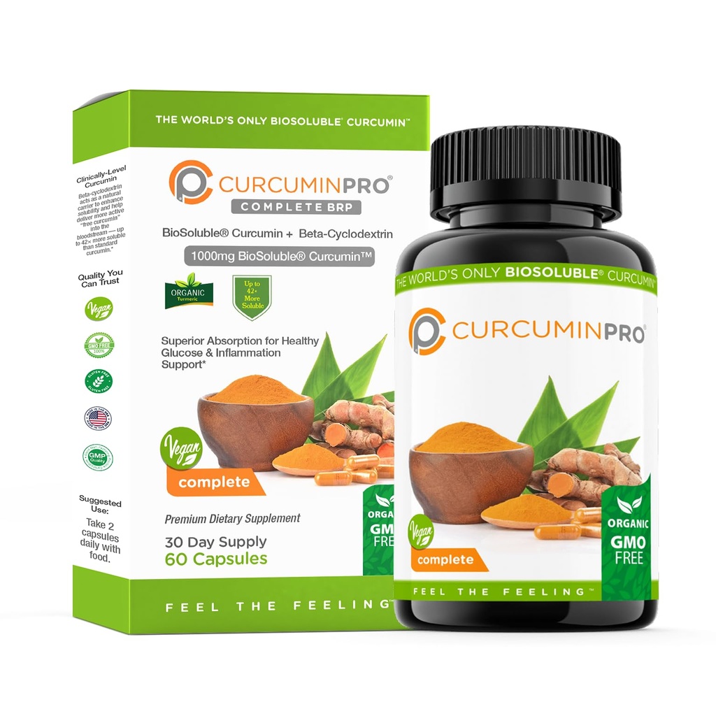 CurcuminPro Complete Vegan | Bioplastik Brown Rice Protein & Organik Turmeric Curcumin Supplement | Plant-Based Formula for Daily Wellness | 60 Kont