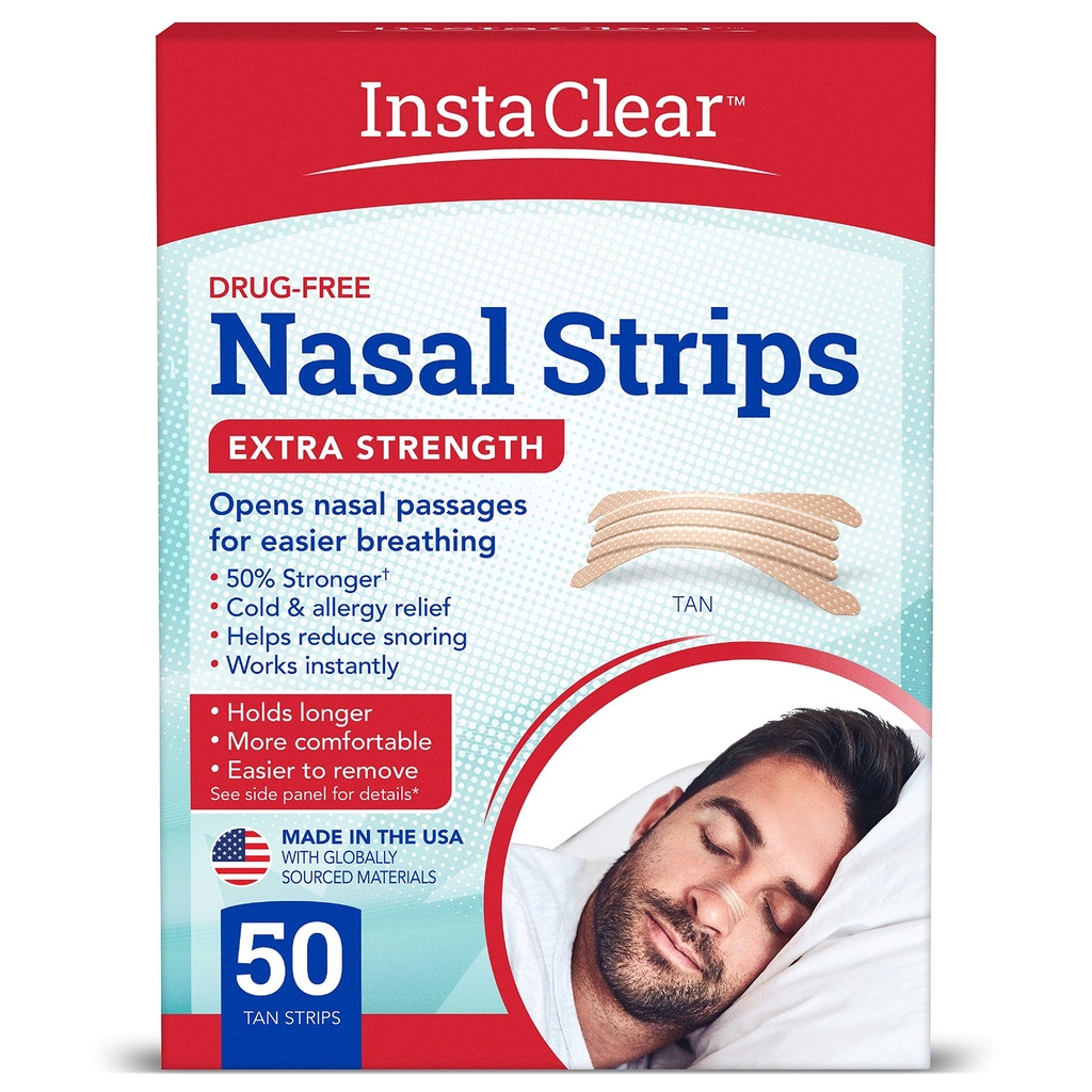 Ekstra-Strength Nasal Strips, Tan 50 ct | Anında, Nefes Daha İyi, Nasal Congestion Relief, Stops Snoring, Cold & Alerji, Ekstra Güçlü Tan Tan