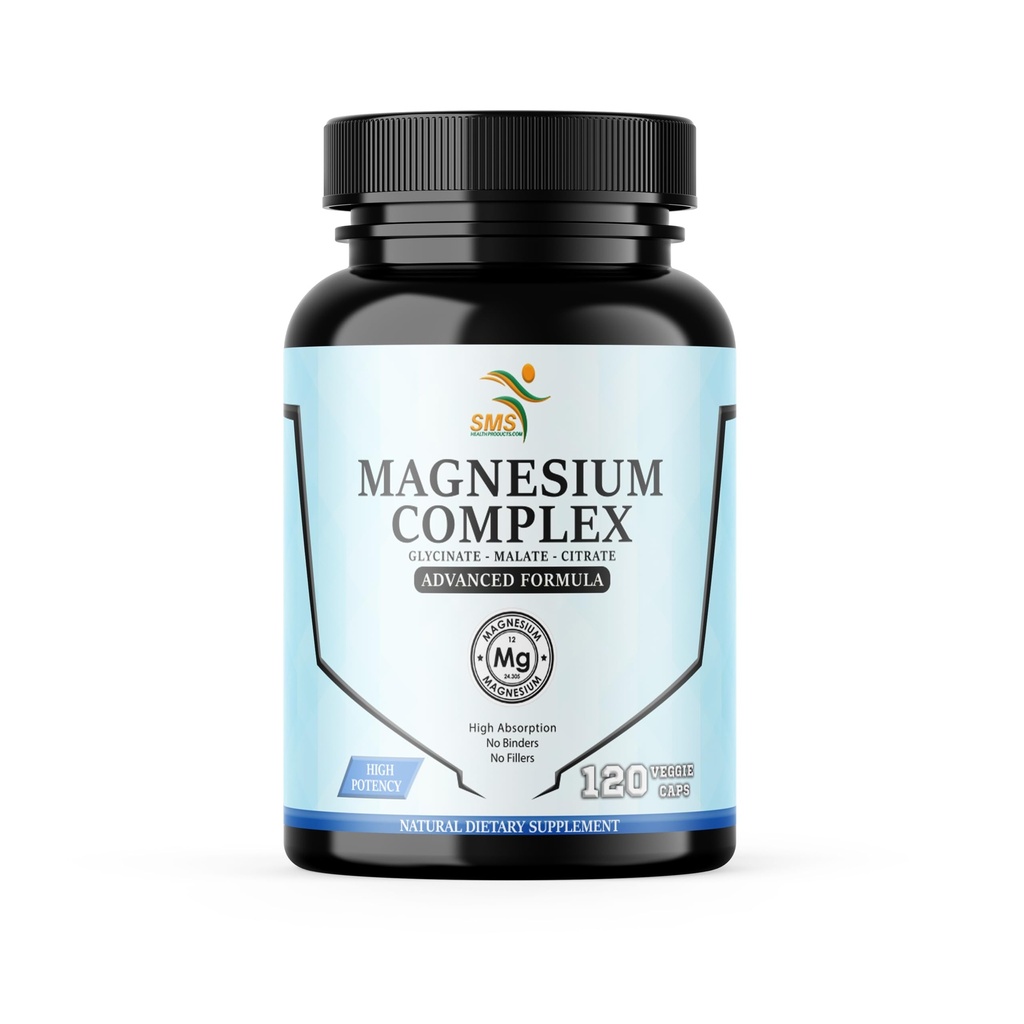 Magnezyum Kompleksi | 470 mg of Magnezyum Glycinate, Malate, & Citrate for Muscles, Nerves, & Energy | High Abpole | Vegan, Non-GMO | 120 Capsules