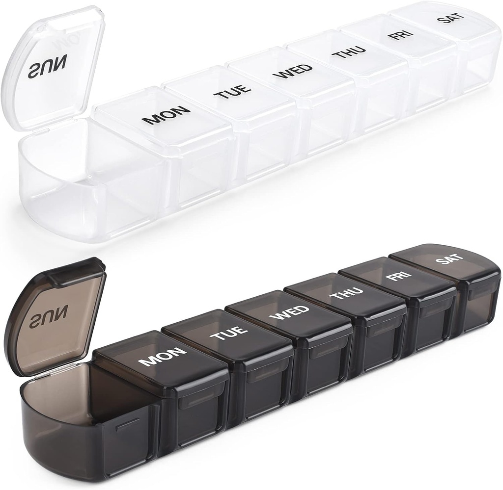 Büyük Haftalık Pill Organizer 2 Pack,Daily Vitamin Case Box 7 Day with XL Karşılaştırma, Gezici Tıp Cod Liver Oil Supplements için Organizer