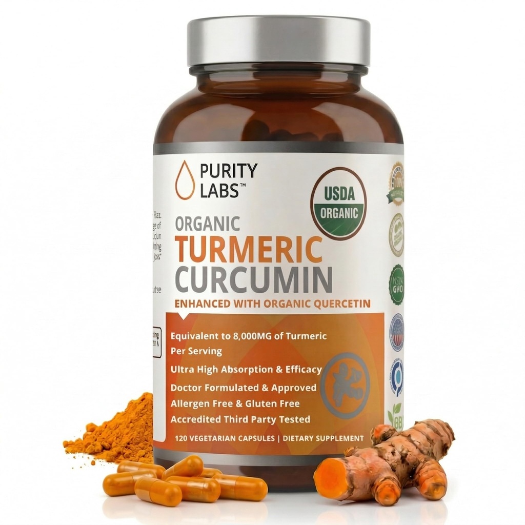 Surface Labs Organik Turmeric Curcumin Supplement with Piperine 2,250 MG/Serving |% 95 Curcuminoids Turmeric Supplements, Anti Jointoxy Pain Relief, Muscle & Brain Support | Non-GMO - 120 Capsules