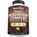 Nutrivein Premium Mushroom Supplement 2600 mg- Şişe 120 Capsules- 11 Nootropic Mushroom Kompleksi - Lion's Mane, Cordyceps, Chaga, Reishi, Türkiye Tail,Maitake,Shiitake, Agaricus, Beyaz Düğme, Oyster