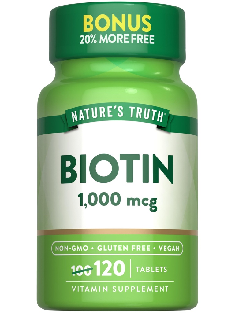 Nature's Truth Biotin 1000mcg | 120 Tabletler | Vegan, Non-GMO, Gluten Free Supplement Supplement