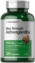 Horbäach Ashwagandha Supplement | Max Strength | 120 Capsules | Non-GMO, Gluten Free Free