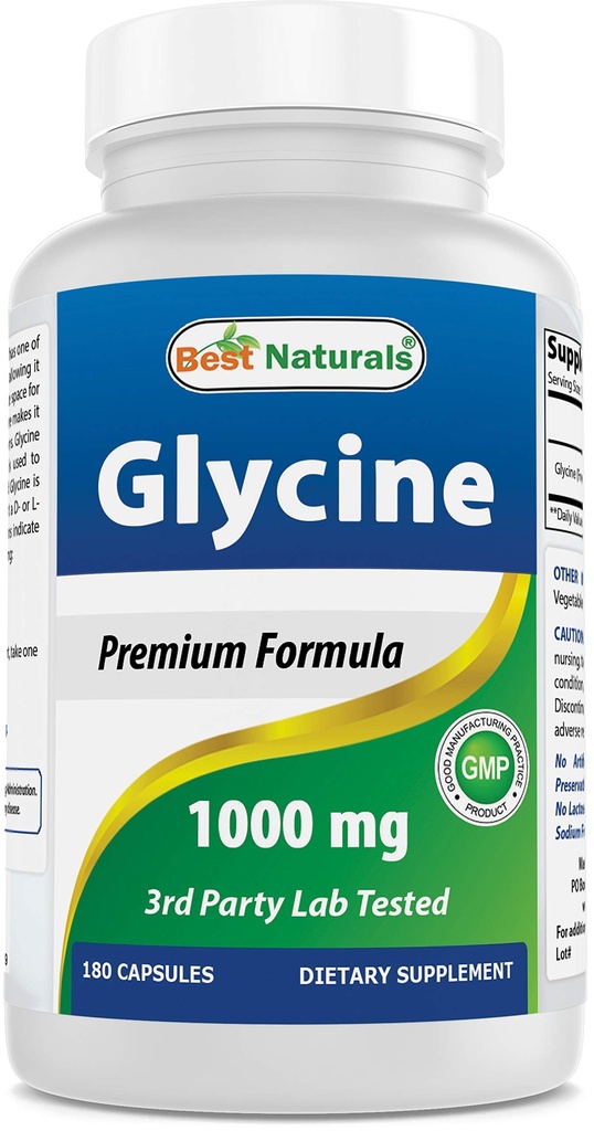Enerji Üretimi için En İyi Doğal Glycine Supplement 1000 Mg for Energy Production, 180Count