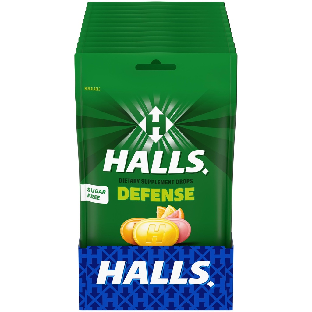 HALLS Savunma Citrus Sugar Free Vitamin C Drops, Dietary Supplement Drops, 12 Drops (300 Total Drops)