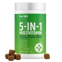 Pet MD 5in1 Dog Multivitamin - 30 Temel Vitaminler, Skin & Coat, Hip & Ortak, Digestion, Senior Dog & Puppy Vitamins - Glucosamine, Omega 3 6 9, & Probiyotikler - 60.