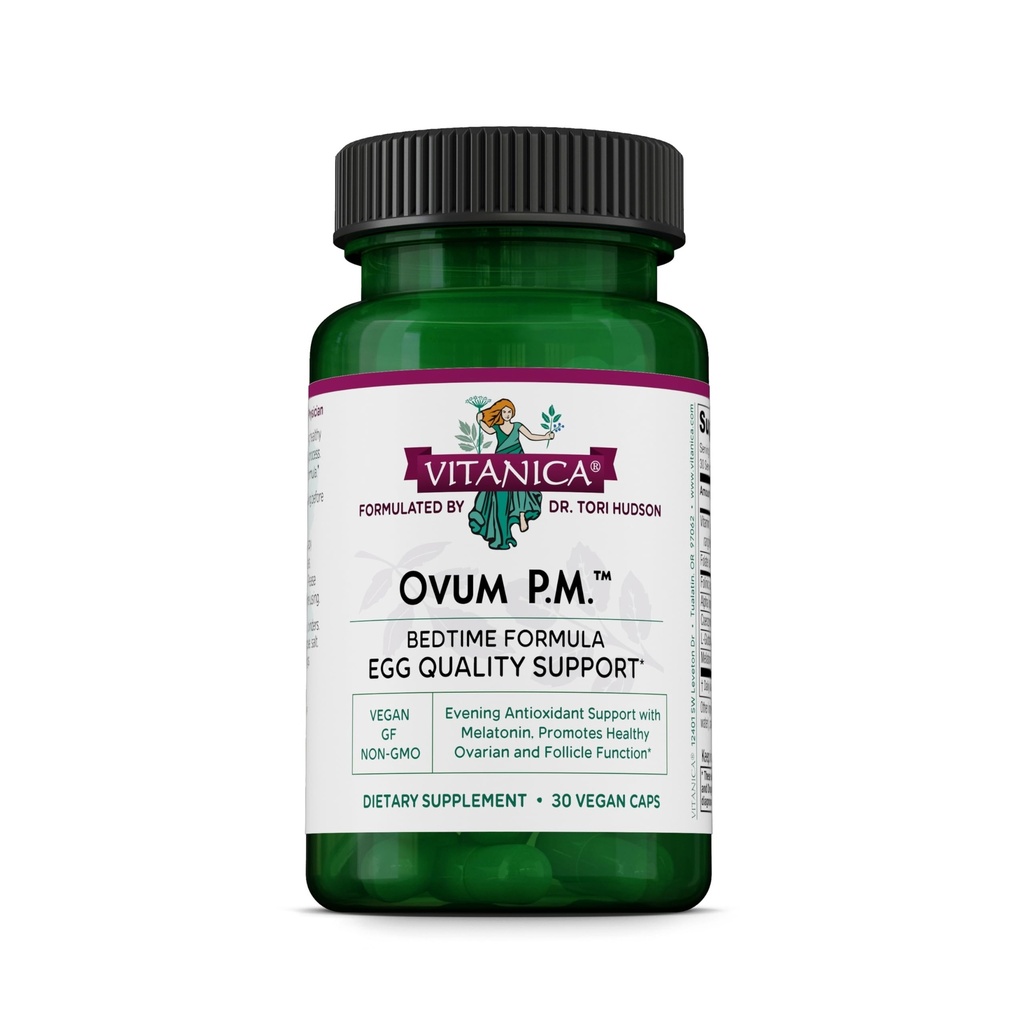 Vitanica Ovum P.M. - Egg Quality Support with Vitamin D3, Alpha Lipoic Acid & Melatonin - Ovum A.M. - Herbal Diyetary Supplement for Women's Health - Lady - 30 Vegan Caps