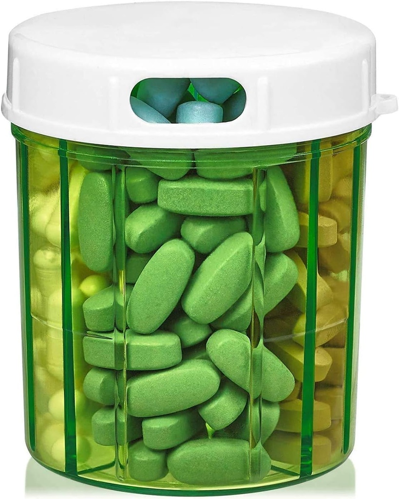 Yuvarlak Pill Organize Metal - 4 İlaç, Vitaminler ve Tamamlar Şişe Günlük Pill Vaka Hatırlatıcı Kutu