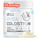 Colostrum Supplement Powder for Humans - Organic Bovine Colostrum Supplement for Gut Health, Hair Growth, Beauty, and Immune Support - Unflavored (73 Servings)