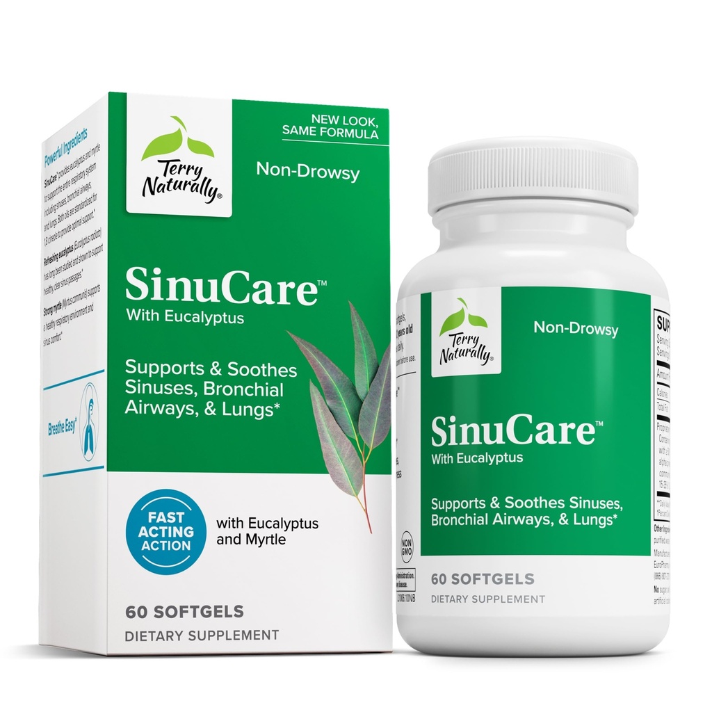 Terry Doğal SinuCare - Bronchial Wellness Desteği Tamam - Sağlıklı Sinus Yardımı - Sağlıklı Lungları Desteklemek için Diyet Supplement - 60 Softgels