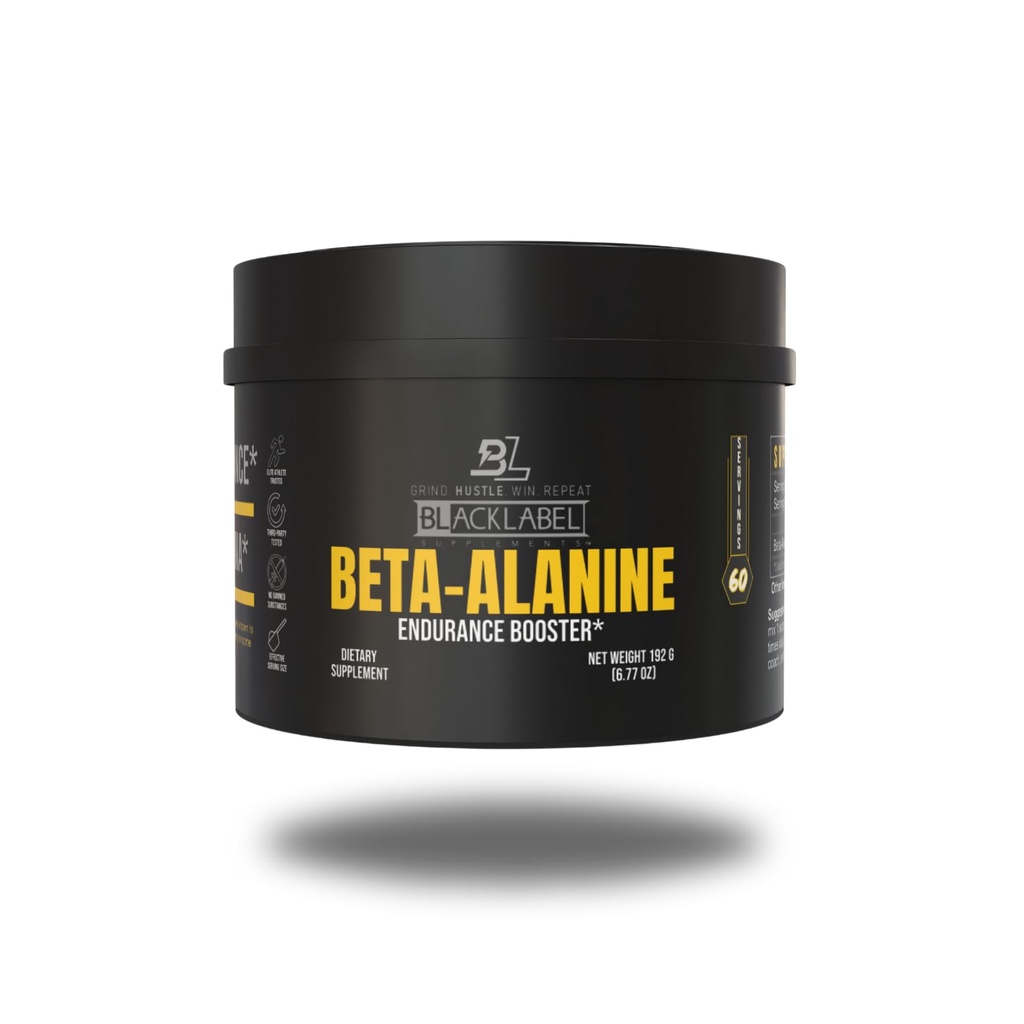 BLACKLABEL Supplements Beta-Alanine Powder, 60 Servings – Unflavored Amino Acid Supplement for Endurance Support, High-Intensity Training, Sprinting, Crossfit & Sports Performance – Caffeine-Free