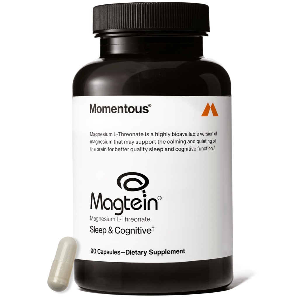 Momentous Magtein Magnezyum L-Threonate - Brain & Rest Support Supplement - Boosts Cognitive Function & Sleep Quality - NSF Spor için sertifikalı -145 mg - 30 Hizmet