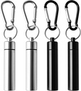 4 Pack Portatif Pill Box Konteyner Vakası Alüminyum Mutfak Pill Sahibi Metal Ears Toothpick Box for Outdoor Camping Travel (2Pcs Black + 2Pcs Silver)