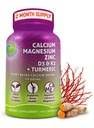 Plant-Baseduba 500 mg (Aquamin) - Vegandis Magnezyum çinko D3 Vitamin K2 & Organik Turmeric - Geliştirilmiş Bone and Muscle Health & Strength, Immune Support for Women & Men - 180 Count Count