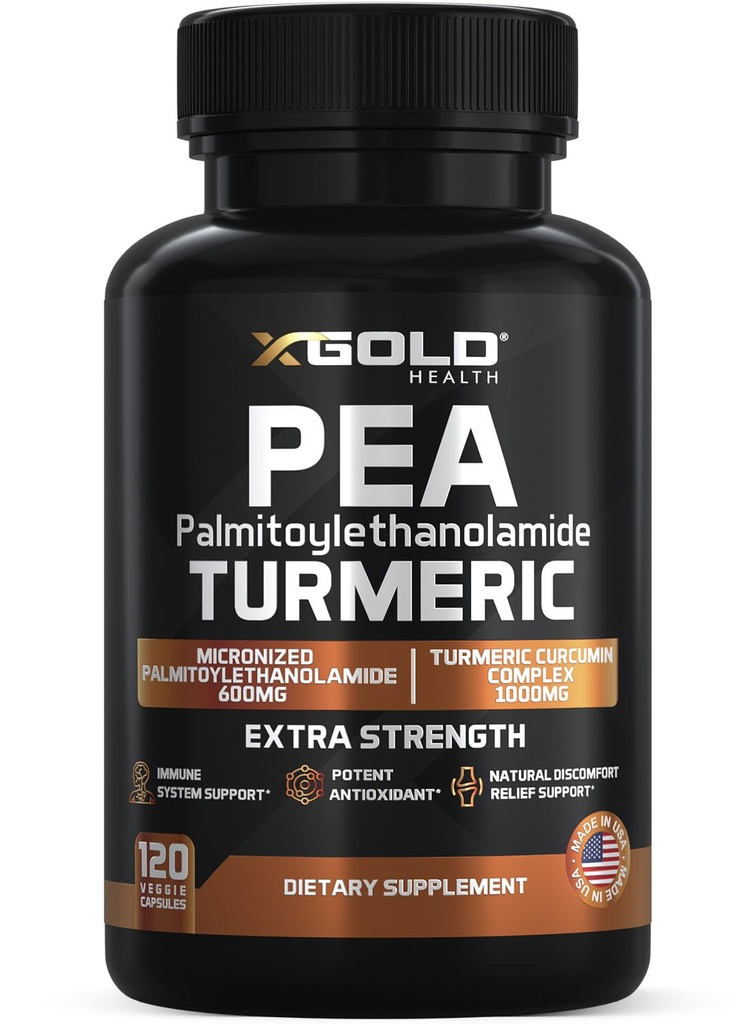 Pea Palmitoyl etanolamid + Turmeric Curcumin Kompleksi - 1600 mg Micronized% 99 &% Curcuminoids - Yüksek Potency Ortak Destek, Hareketlilik ve Rahatlık - ABD'de Made in USA