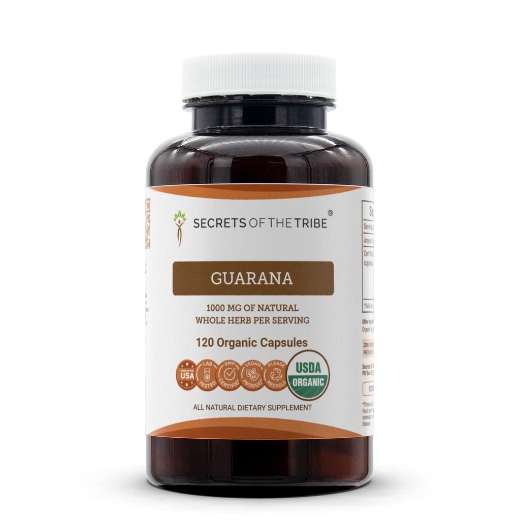 Tribe Guarana USDA Organik Capsules'in Sırları | Sertifikalı Organik Vejetaryen Capsules, Herbal Diyetsel Supplement | Paullinia cupanais Kuru Tohum (120)