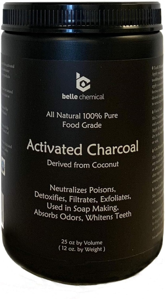 Büyük - Daha Az-Mess Jar Coconut Aktif Charcoal Toz - Bulk - Gıda Sınıfı, Kosher, NSF - Diş Beyazlaştırma, Yüz Scrub, Soap Making