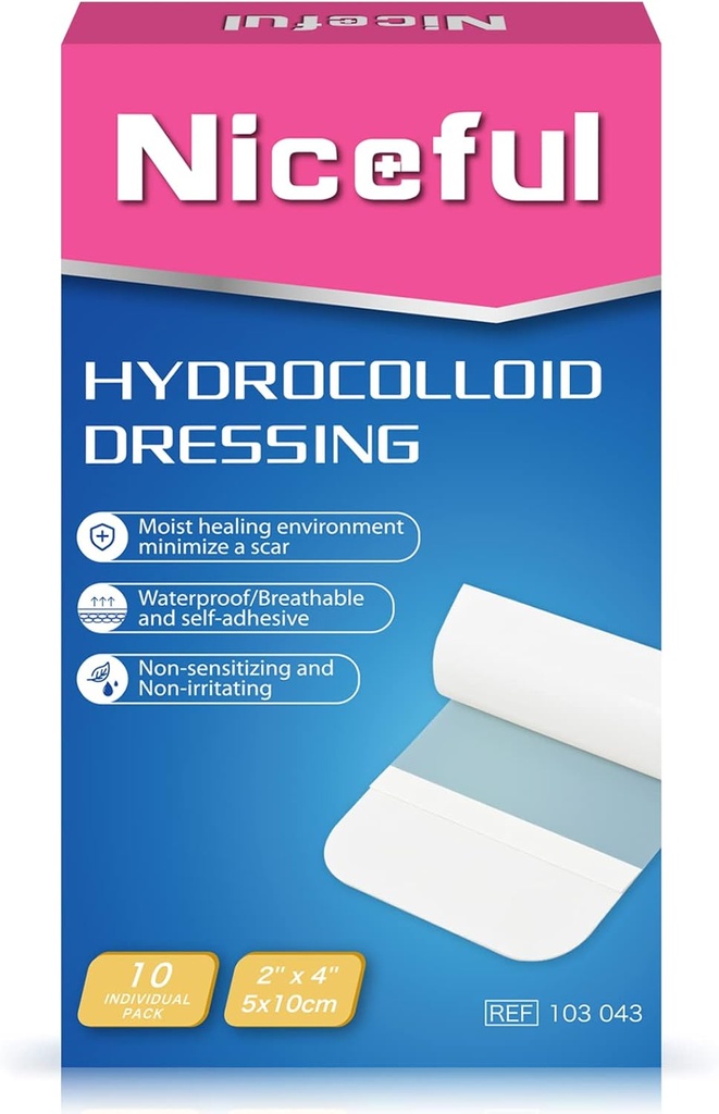 10 Kont Hydrocolloid Bandages Büyük, 2" x 4" Hydrocolloid Yarası Işık Exudate için Ekstra İnce Giyiyor, Hydrocolloid Gel Bandages Hızlı İyileştirme