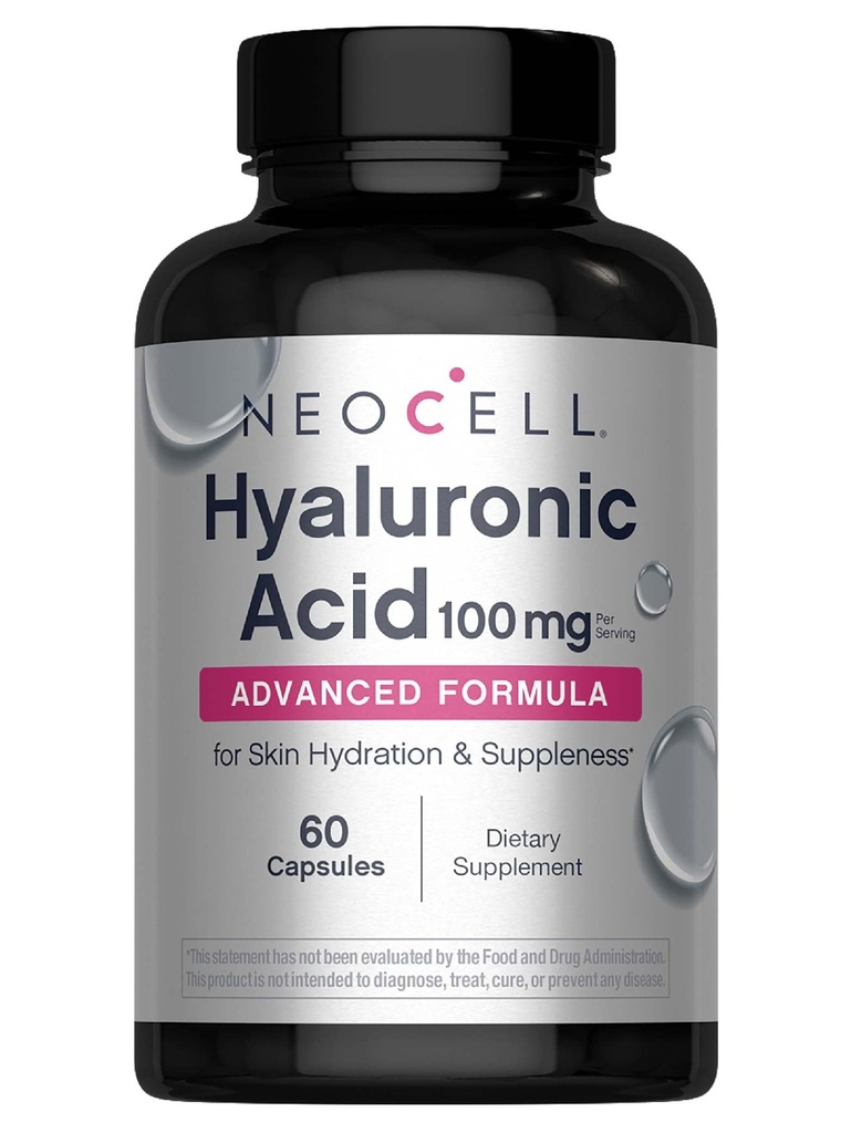 NeoCell Hyaluronic Acid Capsules, Essential Lubricant, Supports Tound Hydration, Gluten Free, 60 Count, 1 Şişe