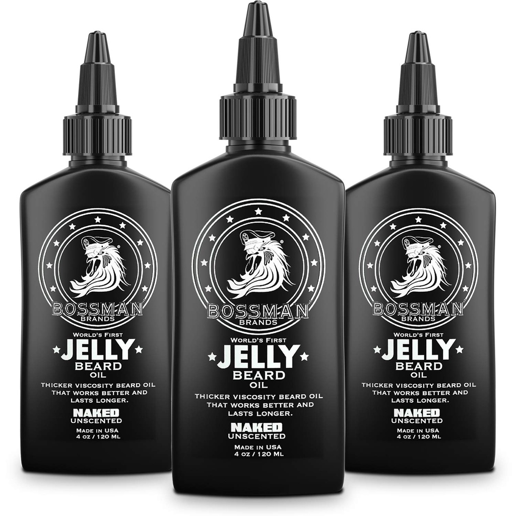 Patronman Jelly Beard Oil for Men - 3 Pack (12 oz in Total, CBD - Unscented) – Softens, Moisturizes & Conditions with Natural Materialss