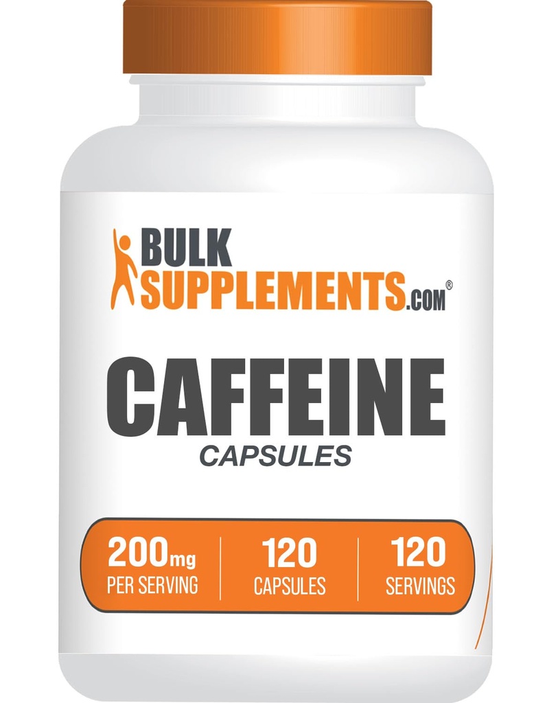 BulkSupplements.com Caffeine 200 mg Capsules - Caffeine Supplements, Caffeine Pills 200 mg - Enerji Desteği için 1 Caffeine Capsule, 120 Capsules (Pack of 1)