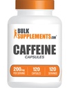 BulkSupplements.com Caffeine 200 mg Capsules - Caffeine Supplements, Caffeine Pills 200 mg - Enerji Desteği için 1 Caffeine Capsule, 120 Capsules (Pack of 1)