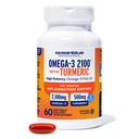 Oceanblue 2100 Triple Strength Omega-3 Fish Oil with Turmeric | Burpless Omega 3 Combo Supplement with Curcumin EPA DHA DPA| Kalp ve Ortak Destek | 60 Softgels