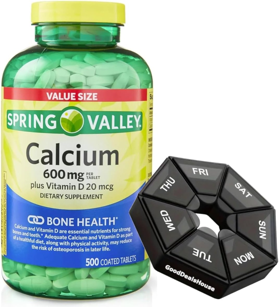 Bahar - Valleyuba 600 mg + Vitamin D 20 mcg - Haftalık Pill Organizer GoodDealsHouse - Bone Health Diyetary Supplement Tabletler